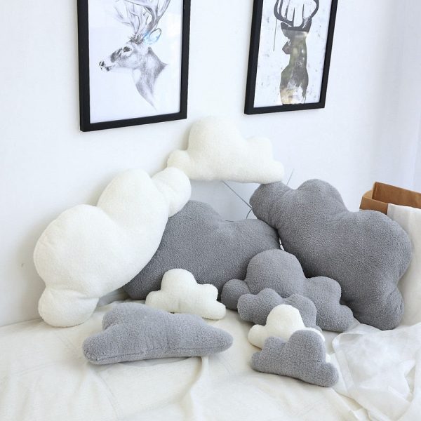 Lovely Gray White Cloud Shaped Pillow Cushion Stuffed Plush Toy Bedding Baby room Home Decoration Gift Girl Birthday Present on Sale