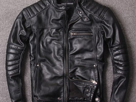 Free shipping.New style mens cowhide clothes,quality biker leather Jacket,fashion black genuine Leather coat.homme slim,sales For Sale