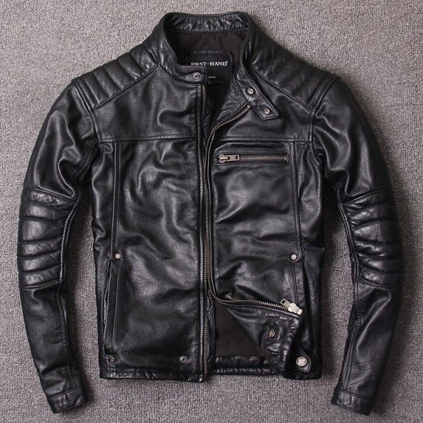 Free shipping.New style mens cowhide clothes,quality biker leather Jacket,fashion black genuine Leather coat.homme slim,sales For Sale