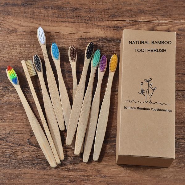 New design mixed color bamboo toothbrush Eco Friendly wooden Tooth Brush Soft bristle Tip Charcoal adults oral care toothbrush Supply