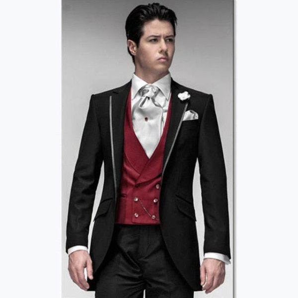 Beige Mens Suits Three Piece Jacket Pants Vest Custom Slim Fit Male Blazer Wedding  Groom Tuxedos men suit Discount