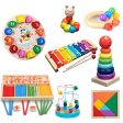 QWZ Montessori Wooden Toys Childhood Learning Toy Children Kids Baby Colorful Wooden Blocks Enlightenment Educational Toy Supply