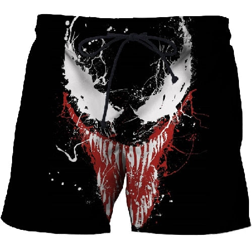 BIANYOLONG 2019 men shorts Men Beach Shorts Short Homme Spider Venom 3D Print Quick Dry Drawstring Boardshort Fitness Trouser For Sale