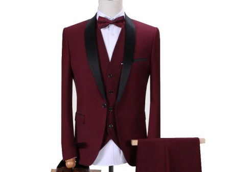 Shenrun Men Tuxedo Slim Fit Fashion Suit Wedding Shawl Lapel 3 Pieces Skinny Single Breasted Jacket Party Prom Singer Costume Supply