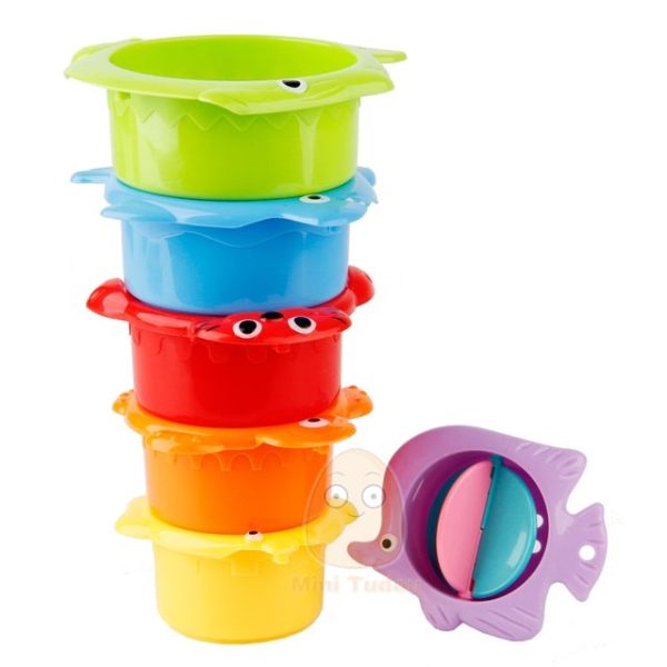 Kids Toy Baby Stacking Cups Funny Toys For Boy Girl Kid Baby Rainbow Tower Ring Stacking Stack Up Nest Children Education Hot on Sale