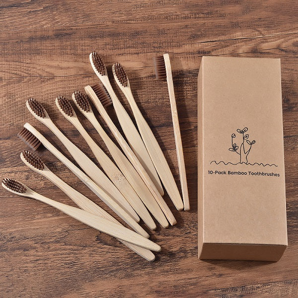 New design mixed color bamboo toothbrush Eco Friendly wooden Tooth Brush Soft bristle Tip Charcoal adults oral care toothbrush Supply