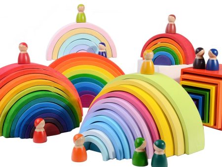 Baby Toys Large size Rainbow Stacker Wooden Toys For Kids Creative Rainbow Building Blocks Montessori Educational Toy Children Hot on Sale