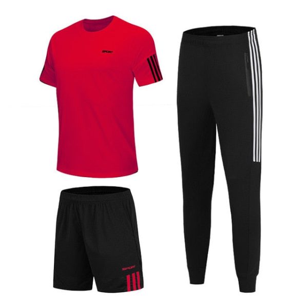 3 Pcs Sets Sports T-Shirt Men s Suits Running Shrits+Sports Shorts+Jogging Pants Mens Sportswear Suit Soccer Play Gym Sets 2020 Online