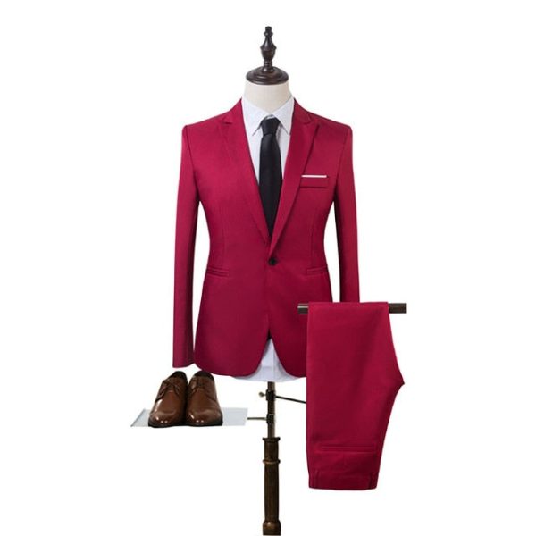 Laamei 2020 New 2 Pieces Business Blazer+Pants Suit Sets Men Autumn Fashion Solid Slim Wedding Set Vintage Classic Blazer Male Hot on Sale