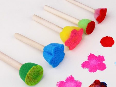 5PCS Children s DIY Painting Tool Color Mini Sponge Brush Seal Opp Bag Packaging Colorful Sponge Wooden Handle Handmade By Baby Online now