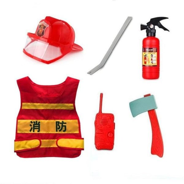 Children Toys Firefighter Clothing Fireman Vest Helmet Water Gun Hydrant Fire Extinguisher Intercom Toys Set Role Play Accessori Discount