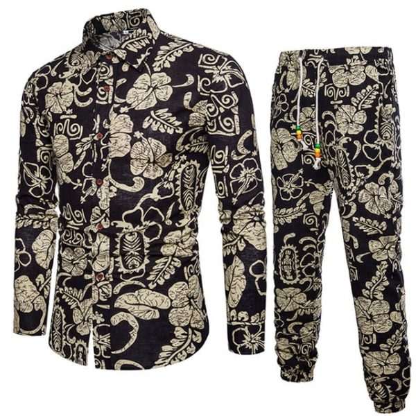 Vintage Floral Party Suits Man Long Sleeve Clothing Classic Chinese Style Printed Shirt Pants And Shirts Set Men Casual Clothes Online now